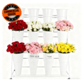 thumbnail image 3 of Flower Display Stand with 12 Buckets, 3 Layers Flower Bar, White Metal Plant Stand with Wheels, Heavy Duty Flower Cart for Indoor Outdoor Patio Garden Wedding Florist, White Metal Frame, 3 of 14