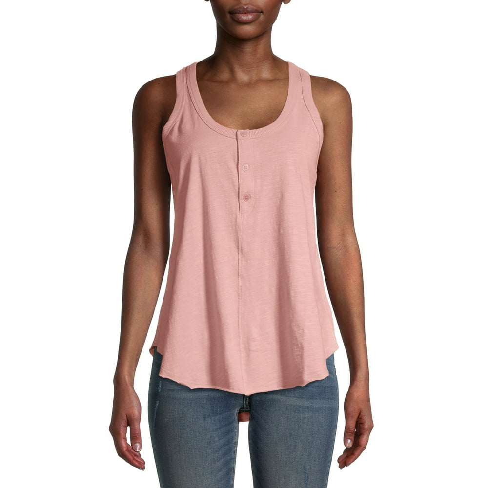 Time and Tru Time and Tru Women's Rib Henley Tank Top