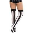 thumbnail image 2 of ToBeInStyle Women's Wide Vertical Striped Thigh High - Black w/ White Wide Stripes - One Size, 2 of 6
