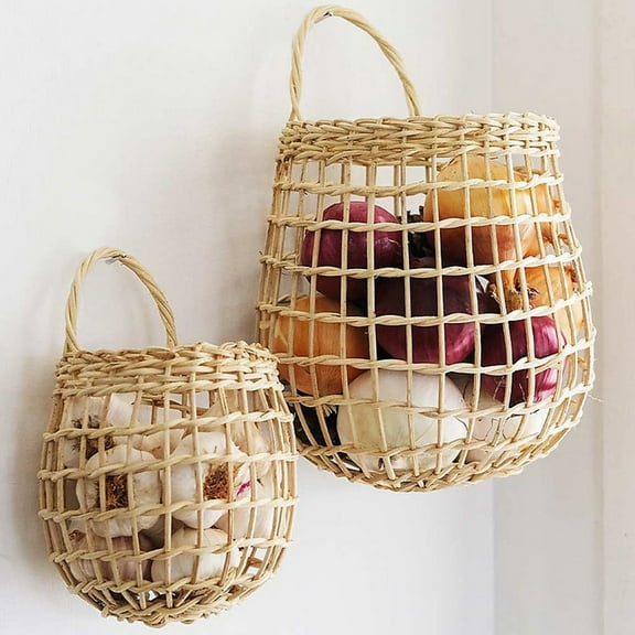 Wall Hanging Baskets, Wall Basket Storage for Flowers Plant Ginger Garlic, Decorative Boho Coastal for Front Door, Closet, Living Room or Entrance, 1PC