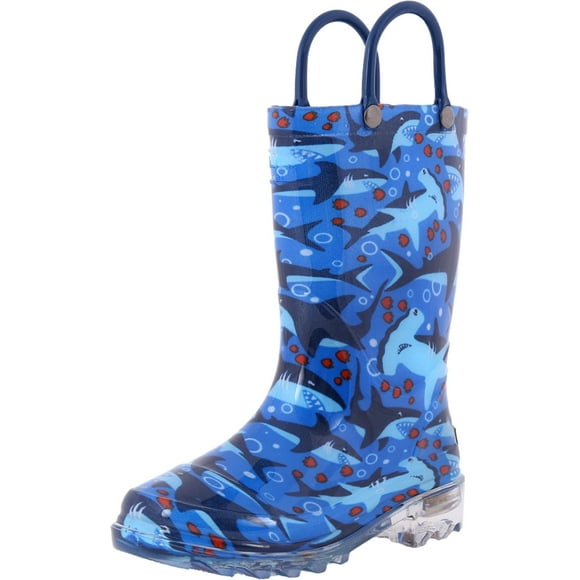 Western chief Mens Light-Up Waterproof Rain Boot, Blue 8 M US Toddler