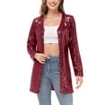 thumbnail image 1 of Women's Open Front Sequin Coat Las Vegas Blazer Party Club Cocktail Jacket Outerwear, 1 of 5