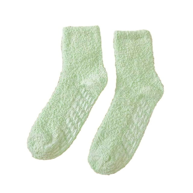 1 Pair Fuzzy Socks with Non-Slip Grips Super Soft Breathable Cold Protection Winter Warm Cozy Plush Slipper Socks