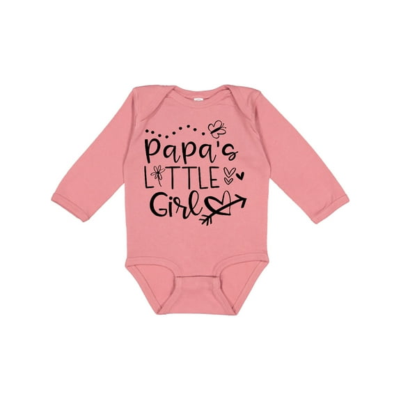Inktastic Papa's Little Girl with Hearts Flower and Butterfly Girls Long Sleeve Baby Bodysuit