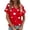 Red, variant on Womens Short Sleeve Shirts V-Neck Y2K Summer Tops Love Heart Print Spring Tee