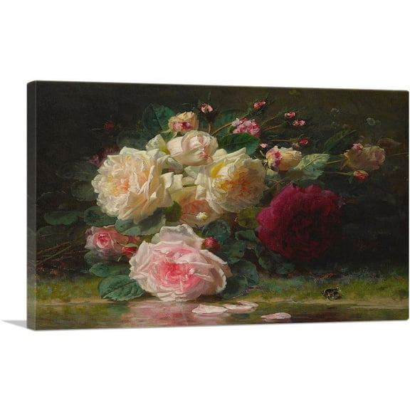 ARTCANVAS Roses Canvas Art Print by Jean-Baptiste Robie - Size: 26" x 18" (0.75" Deep)