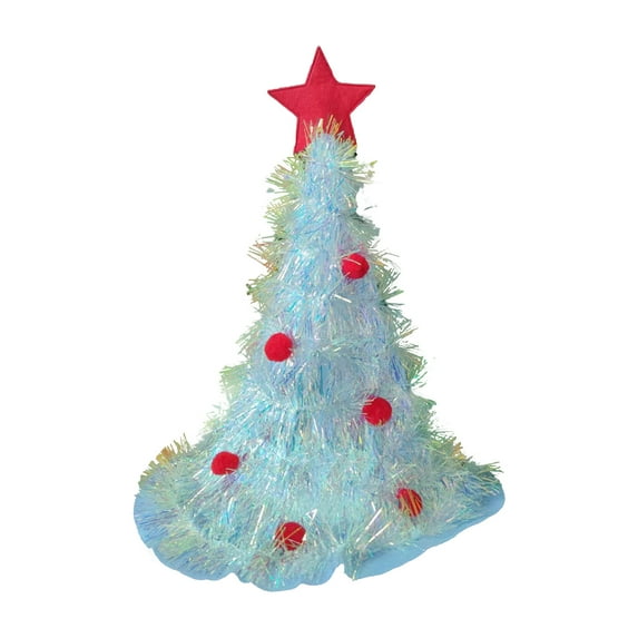 Manunclaims Green Ribbon Hat with Plush Small Ball Star Cap Top Xmas Dress Up Cloth Xmas Performance Wear Hat for Christmas