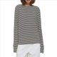 thumbnail image 3 of Camiseta de Larga A Rayas para Mujer, Cuello Redondo, Corte Holgado Negro XL, 3 of 10