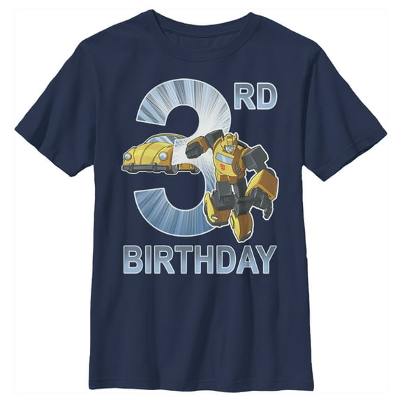 Boy's Transformers Bumblebee 3rd Birthday Graphic Tee Navy Blue X Small