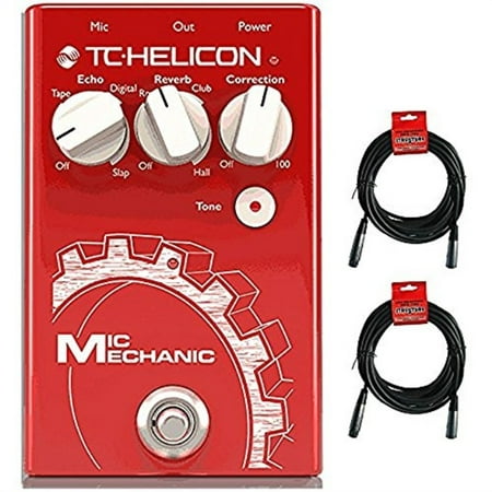 TC Helicon Mic Mechanic 2 Vocal Effects Pedal with 2 20' XLR (Best Vocal Effects Unit)