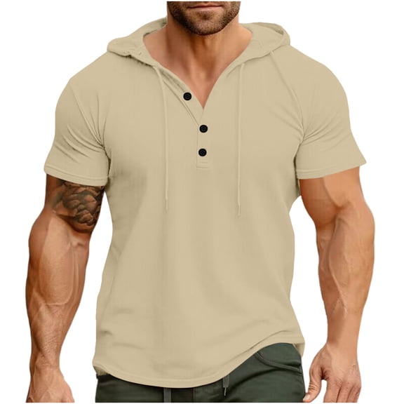 Gytharion Workout Tops Men Short Sleeve Hooded T-Shirts Drawstring Lightweight Pullover Summer Athletic Hoodies