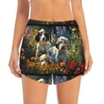 thumbnail image 4 of Lsque Sunflower Field Spotted Dog Printed Women's Running Shorts with Liner Pockets,Elastic Quick Dry Workout Athletic Gym Yoga Shorts,Womens High Waist Shorts-, 4 of 9