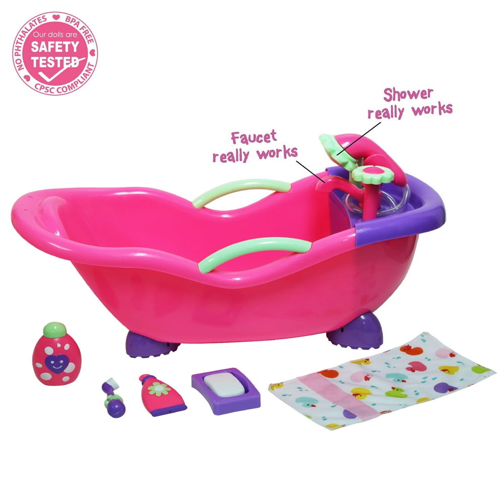 JC Toys For Keeps! Baby Doll Bathtub and Accessories with Real Working