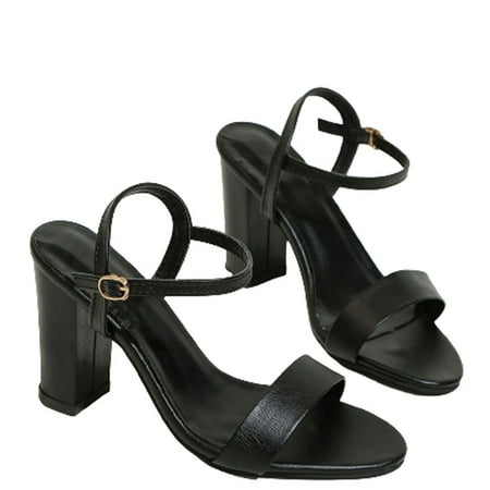 

Summer Savings Clearance! 2023 TUOBARR Sandals for Womens Sandals Women s Summer Versatile Summer Medium Heel Roman High Heels One Buckle Thick Heels Korean Large Fishbill Sandals Black 6