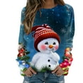 thumbnail image 1 of Chandail en Molleton de Noël pour Femmes Col Rond Pull Chaud Manches Longues Cardigan de Vacances Imprimé Mode Pull Mi-Long, 1 of 4