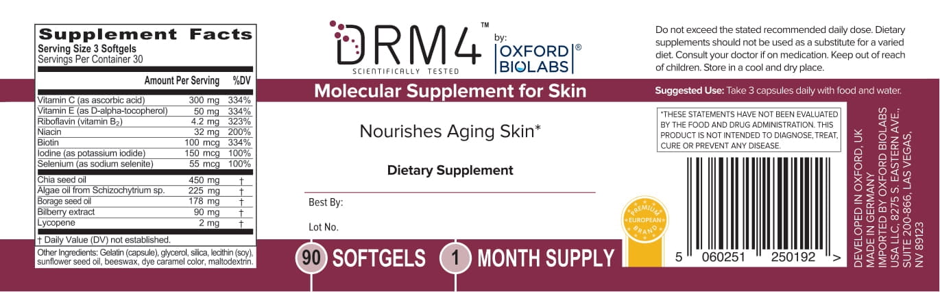 DRM4 Molecular Dietary Supplement for Skin, 90 Capsules