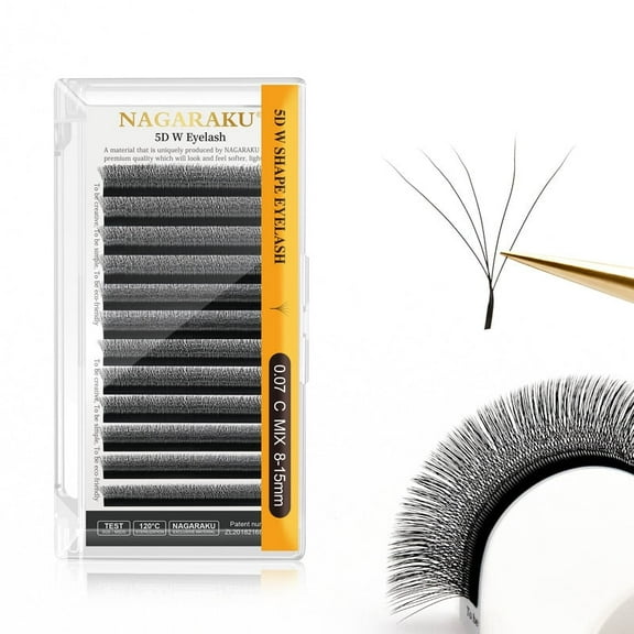 NAGARAKU 5D W Eyelash W Shape Premade Fans Eyelash Extensions Matte Black 0.07C8