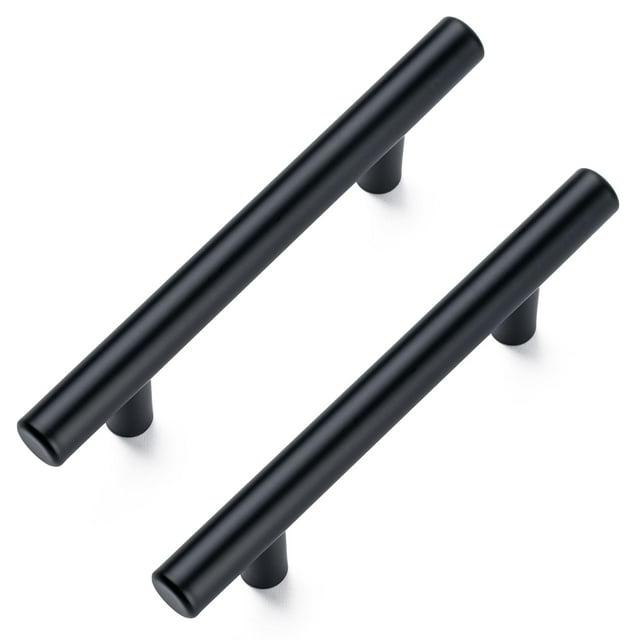 Tiradores de armario Aegero de acero inoxidable negro mate de 7,5 cm