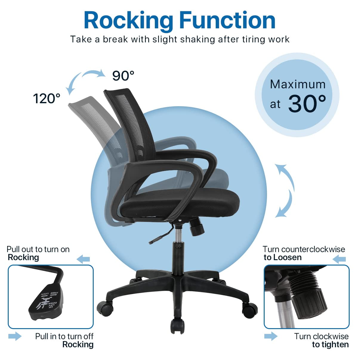 NiamVelo Mesh Office Chair, Mid-Back Home Office Chairs Adjustable Desk Chair Ergonomic Computer Chair with Armrest, Rolling Swivel Chair for Adults, Black