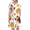 thumbnail image 1 of Bixox Robe d'Été à Manches Courtes pour Femmes Robe Ample Longueur Genou avec Poches-Joyeux l'Action de Grâce, 1 of 7