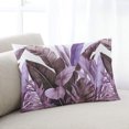 thumbnail image 2 of Waterproof Outdoor Throw Pillows with Inserts 12"x20" Set of 2, Purple Tropical Leaves Soft Decorative Pillowcases for Couch Bedroom, Simple Watercolor Palm Plants Pillow Covers for Sofa Living Room, 2 of 8