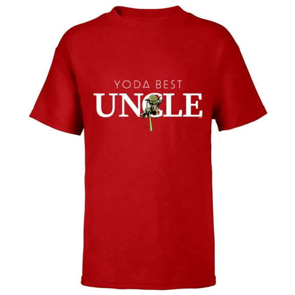 Star Wars Yoda Best Uncle Lightsaber Gift for Family - Short Sleeve T-Shirt for Kids - Customized-Red