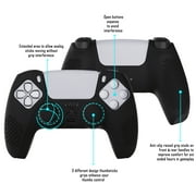 PlayVital Black 3D Studded Edition Anti-Slip Silicone Cover Skin for PS5 Controller, Soft Rubber Case Protector for PS5 Wireless Controller with 6 Black Thumb Grip Caps