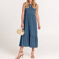 thumbnail image 4 of RYKJLWY Dresses for Women 2024 Wedding Guest Summer Casual Sleeveless Crewneck Sundress Aline Flowy Tiered Maxi Long Beach Dress Vacation Outfits Black Graduation Dress (Blue,M), 4 of 9
