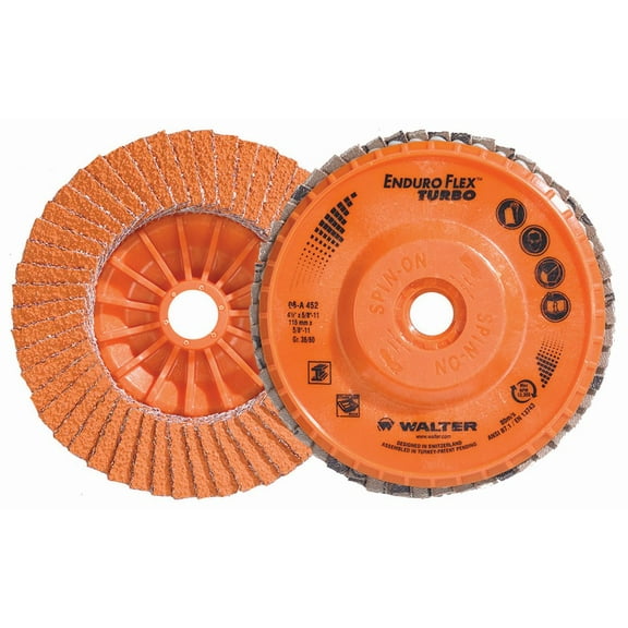 Walter Flap Wheel, 4-1/2 X 5-8/11, 36/60 Grit, Enduro-Flex Turbo, 10 Pack