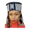 thumbnail image 2 of White and Black African Hand Woven Kente Kufi Hat with Faux Leather, 2 of 4