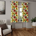 thumbnail image 2 of Ambesonne Flowers Grommet Curtain, Sunflower Gerbera Blooms, 50"x84", Scarlet Mustard and Green, 2 of 5