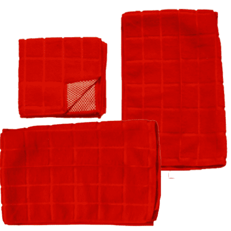 

Dish Towels - Kitchen Towel set Includes: 1 Kitchen Towel 2 Scrubbers - Red