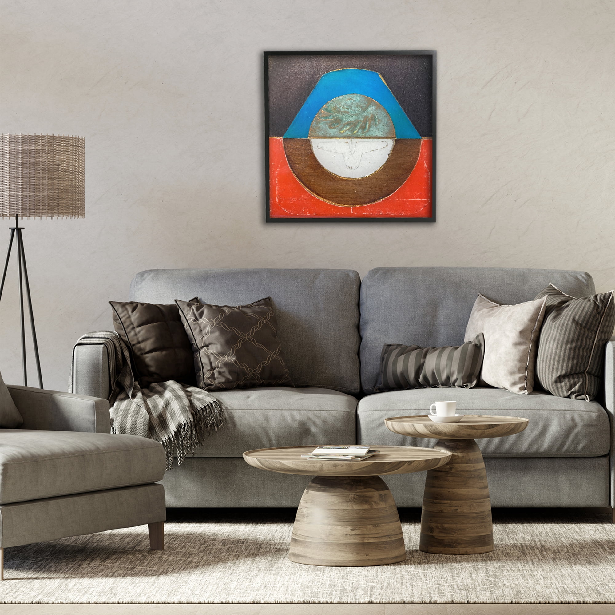 Stupell Industries Round Rustic Symmetry Black Framed Giclee Art, design by Matthew Finger