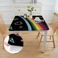 thumbnail image 2 of HAOXIT Square Fitted Tablecloth, Summer Day Inscription Washable Polyester Table Covers, Fits Square Table, Waterproof Decor Table Cloth, for Holiday Party Banquet Dinner  40*40, 2 of 7