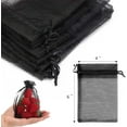thumbnail image 2 of ABCISI  Organza Bags, 100Pcs 4"x6" Drawstring Jewelry Pouches for Wedding- Black Mesh Gift Pouches for Jewelry, Candy, Makeup (black), 2 of 15