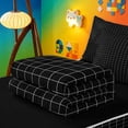 thumbnail image 5 of meiyoeat Black Checkered Grid Zipper Full Size Comforter Sets with Fitted Sheet and 2 Pillowcases For Kids,Modern Geometric Print Zipper Bedding Set For Adults,Black Reversible,4 Pieces, 5 of 7