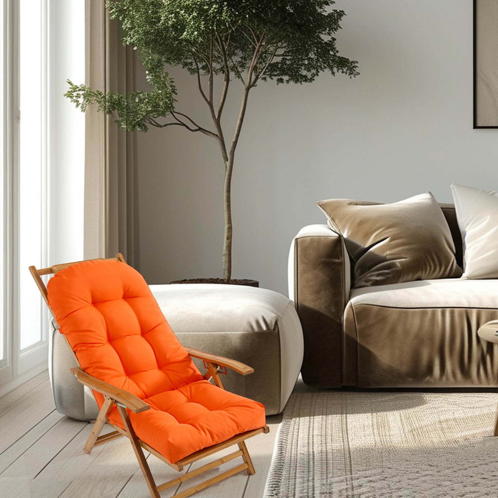 yulier Rocking Chair Cushion, Outdoor High Back Chair Cushion with Ties, Indoor Seat/Back Chair Cushion, Thickened Tufted Chair Pad Replacement Cushion, Patio Furniture Cushion, 19.69" x 43.3"