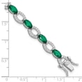 thumbnail image 2 of Auriga Fine Jewelry 925 Sterling Silver Rhodium-plated White and Green CZ Link Bracelet 8inch for Women, 2 of 6