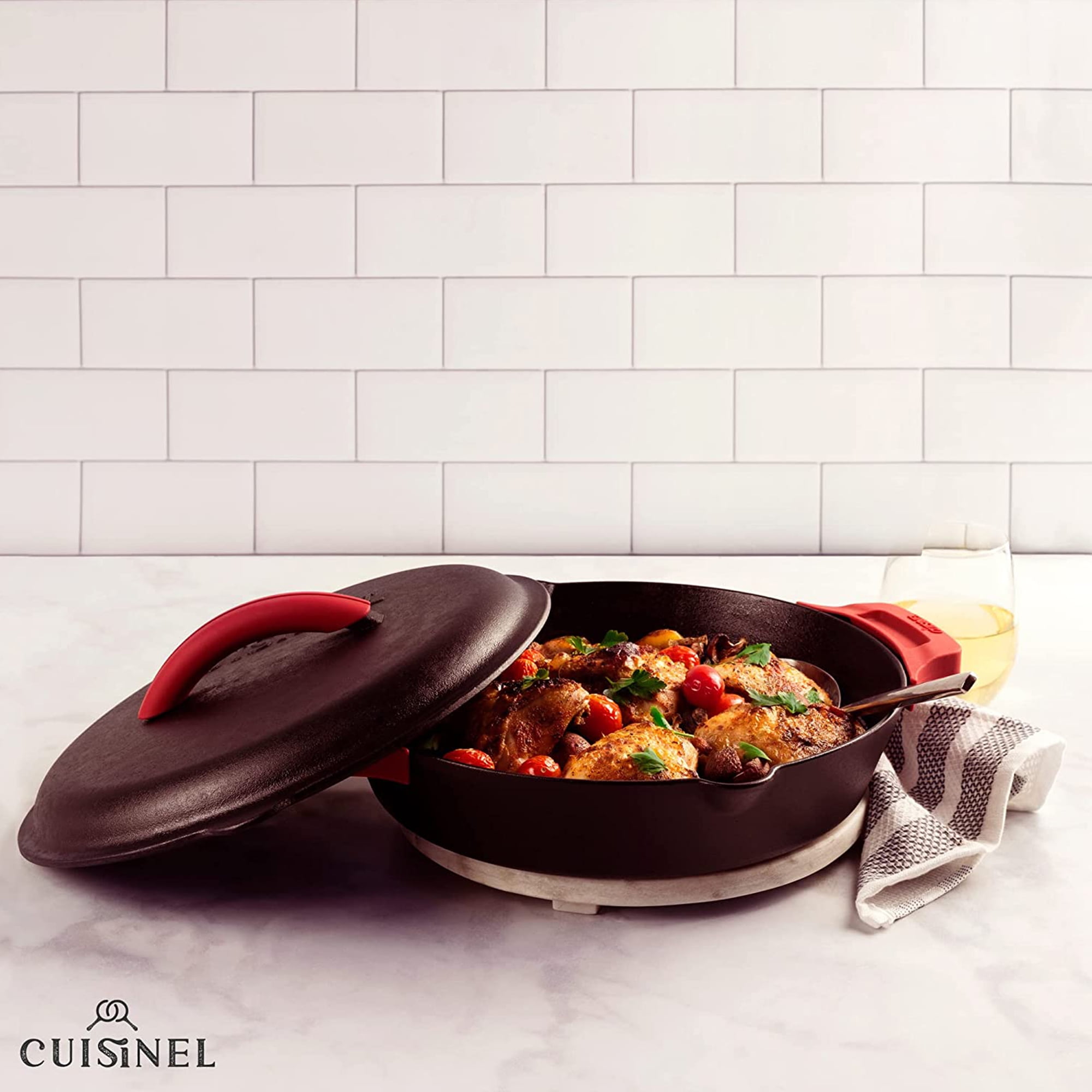 Cuisinel 12 & Lodge 10 pre-seasoned cast iron skillet w/ glass lids -  household items - by owner - housewares sale 