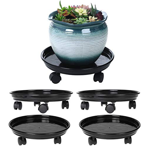 Black 3 Pack 13 Inch Plant Caddies with 3 Wheels,Round Flower Pot Mover,Indoor Rolling Planter Dolly on Wheels,Outdoor Planter Trolley Tray Coaster 