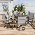thumbnail image 4 of Techmilly Patio Swivel Chairs Set of 2, Outdoor Dining Chairs High Back Padded All Weather Breathable Textilene Outdoor Swivel Chairs , Grey White, 4 of 12