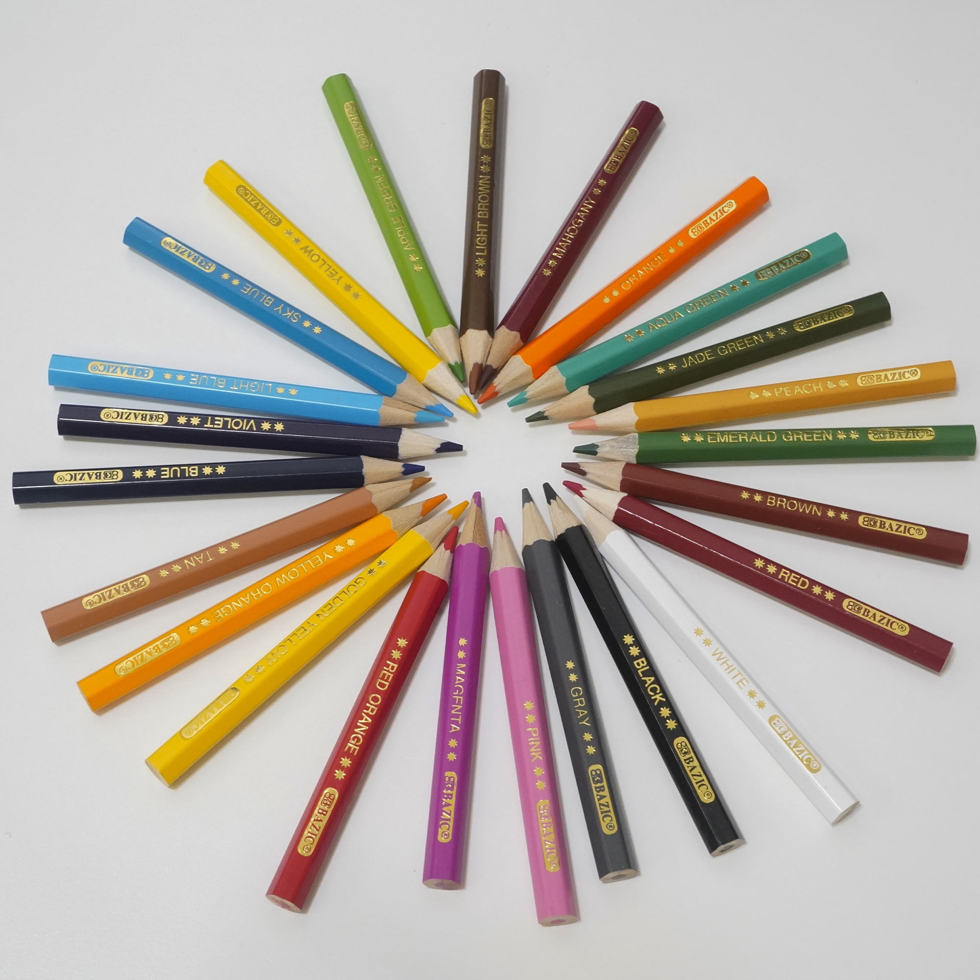 BAZIC 24 Mini Colored Pencils, Set for Art Drawing Sketching, 24-Pack