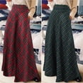 thumbnail image 2 of Quixlent Women High Waist Maxi Skirt A-Line Plaid Print Oversized Women Spring Skirt Floor Length Large Hem Skirt, 2 of 7