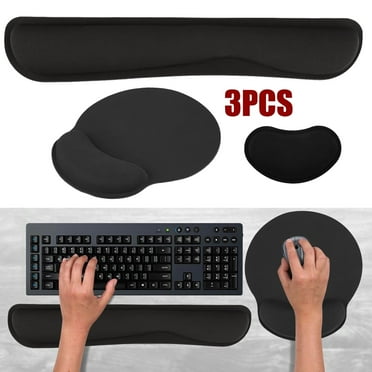 3PCS Keyboard Mouse Pad Set with Wrist Rest Support, Ergonomic Gel Mouse Keyboard Mat Set, Soft Memory Foam Wrist Pad for Easy Typing & Pain Relief for Laptop Computer Gaming Office Home, Black
