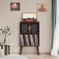 thumbnail image 3 of Soporte para tocadiscos Lerliuo Walnut con almacenamiento para 160 álbumes, 3 of 9