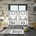 thumbnail image 4 of Yayeee Kitchen Curtains Tier Pair Light Filtering 27"x36" Rod Pocket Short Cafe Window Panel, Cute Chubby Cat, 4 of 7