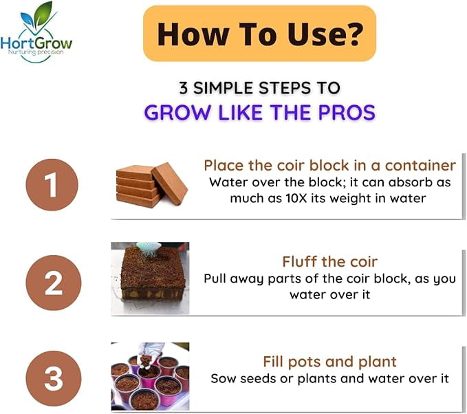 Coco coir blocks - GrowMax blend (5x1 kg), expands to 2.5 cu ft