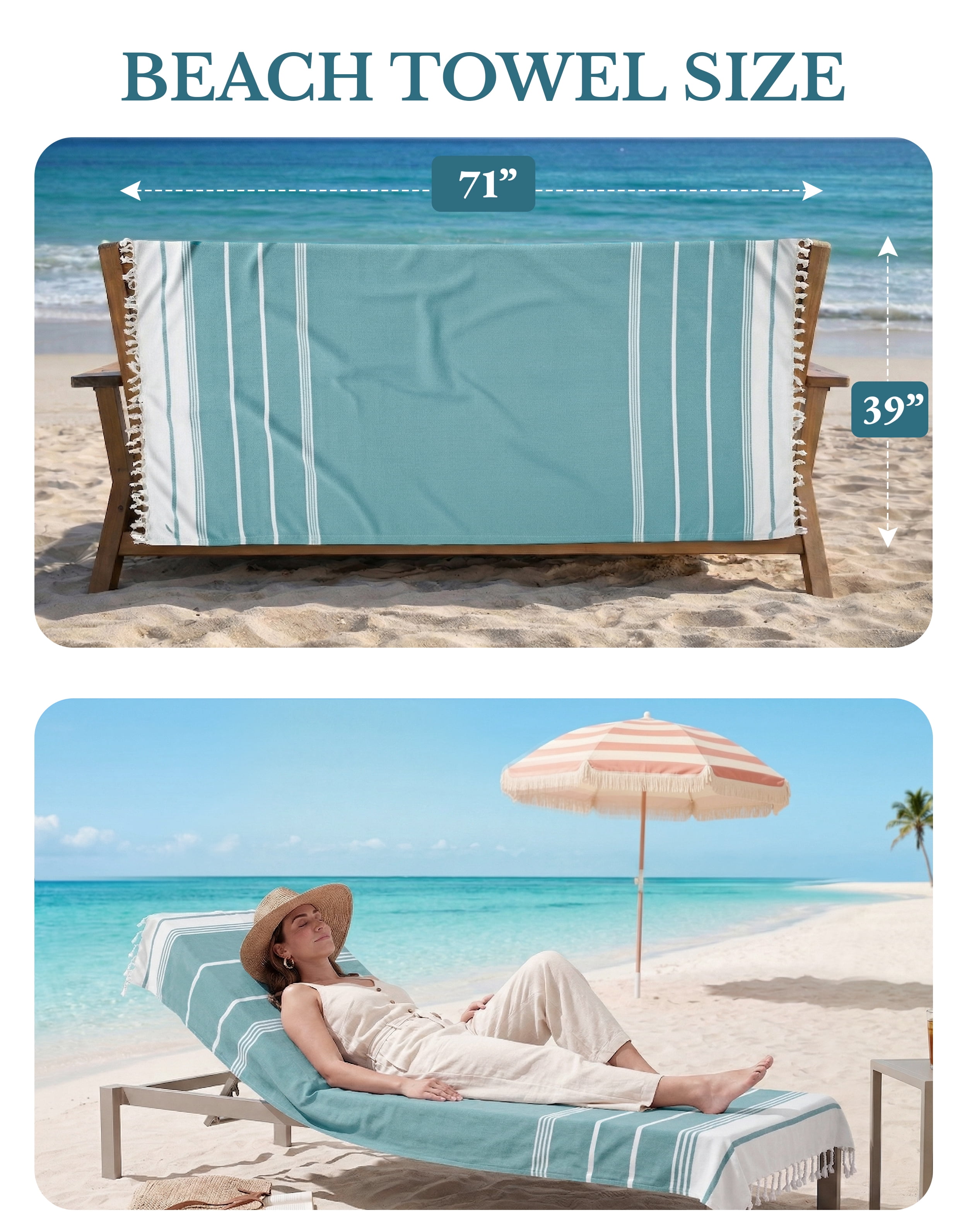 Casa Platino Hammam Beach Towels 6 Pack, Lightweight Quick Dry Cotton Oversized Beach Towels for Adults, Sand Free Travel Towels for Summer – Tropica