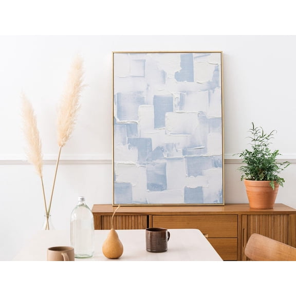 Light Blue Japandi Wall Decor Abstract Wall Art Brush Stroke Art Blue And White Wall Art Coastal Decor Art Home Decor #38, Unframed Poster Size 8x12