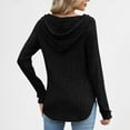 thumbnail image 5 of ABATAB Ribbed Knitted Hoodie for Women Soft Long Sleeve Button Sweatshirts with Hood Lightweight Drawstring Pullover Tops(XX-Large,Black), 5 of 6